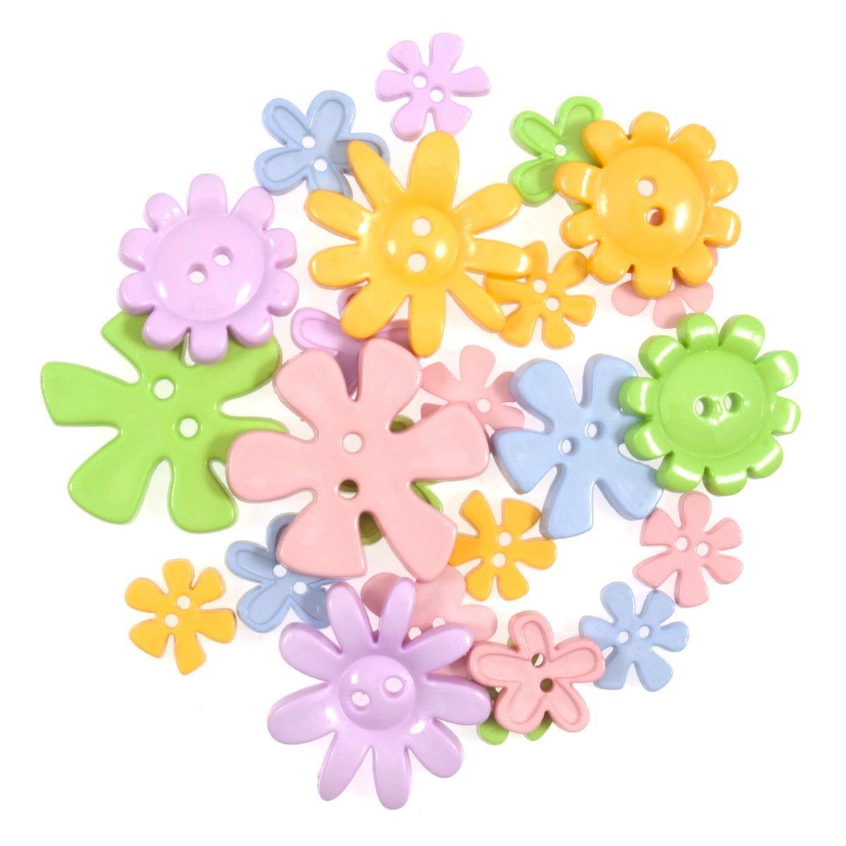 Pack of Trimits pastel flowers novelty buttons