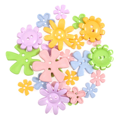 Pack of Trimits pastel flowers novelty buttons
