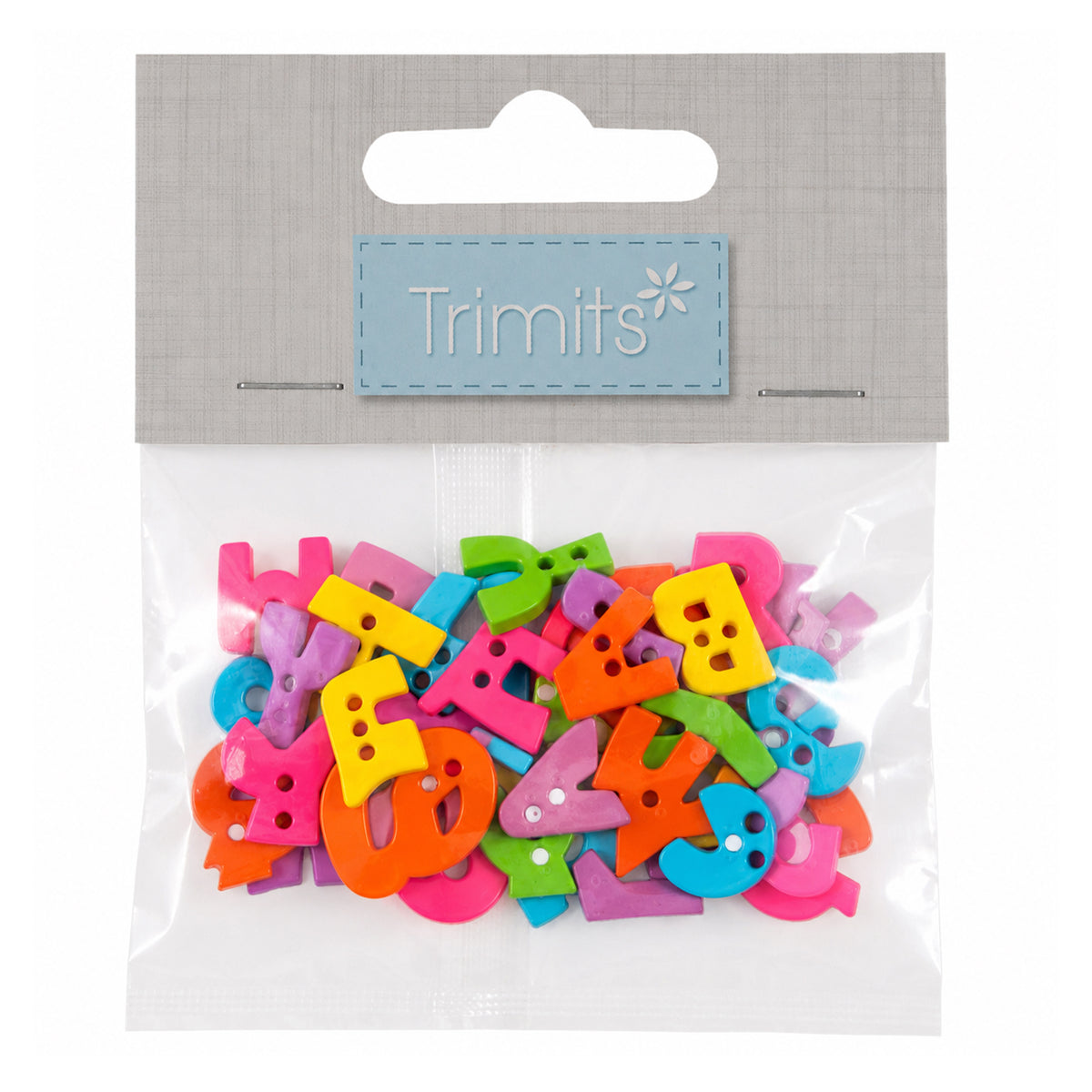 Brightly coloured alphabet letter buttons