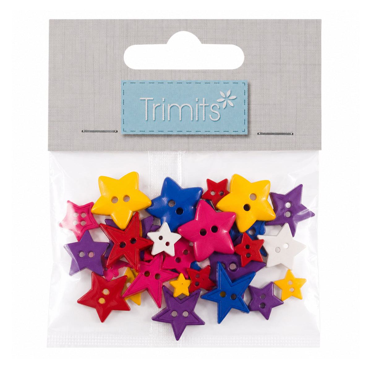 Brightly coloured star shaped buttons