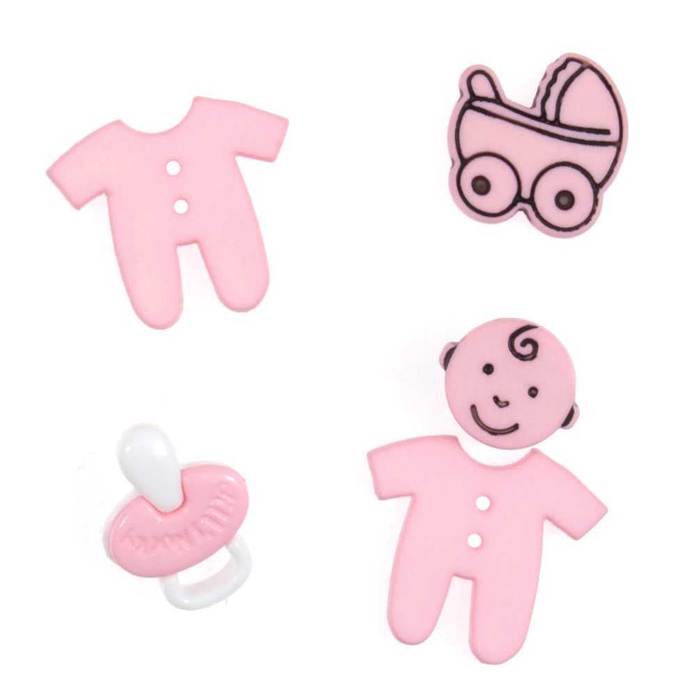Pink baby themed novelty buttons