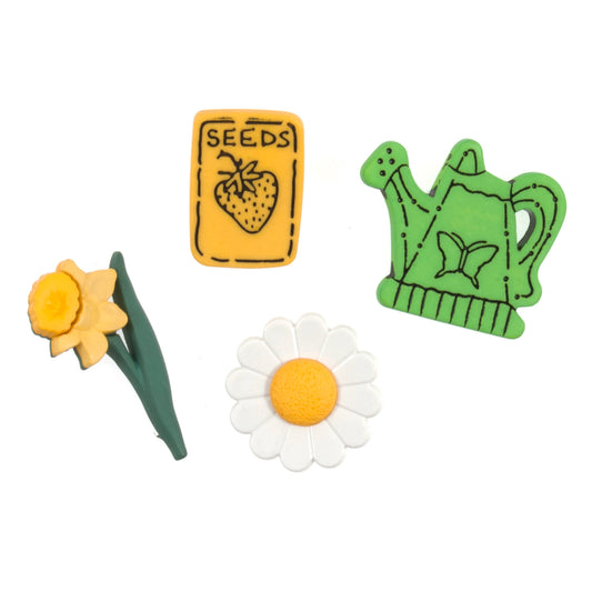 Gardening themed novelty buttons