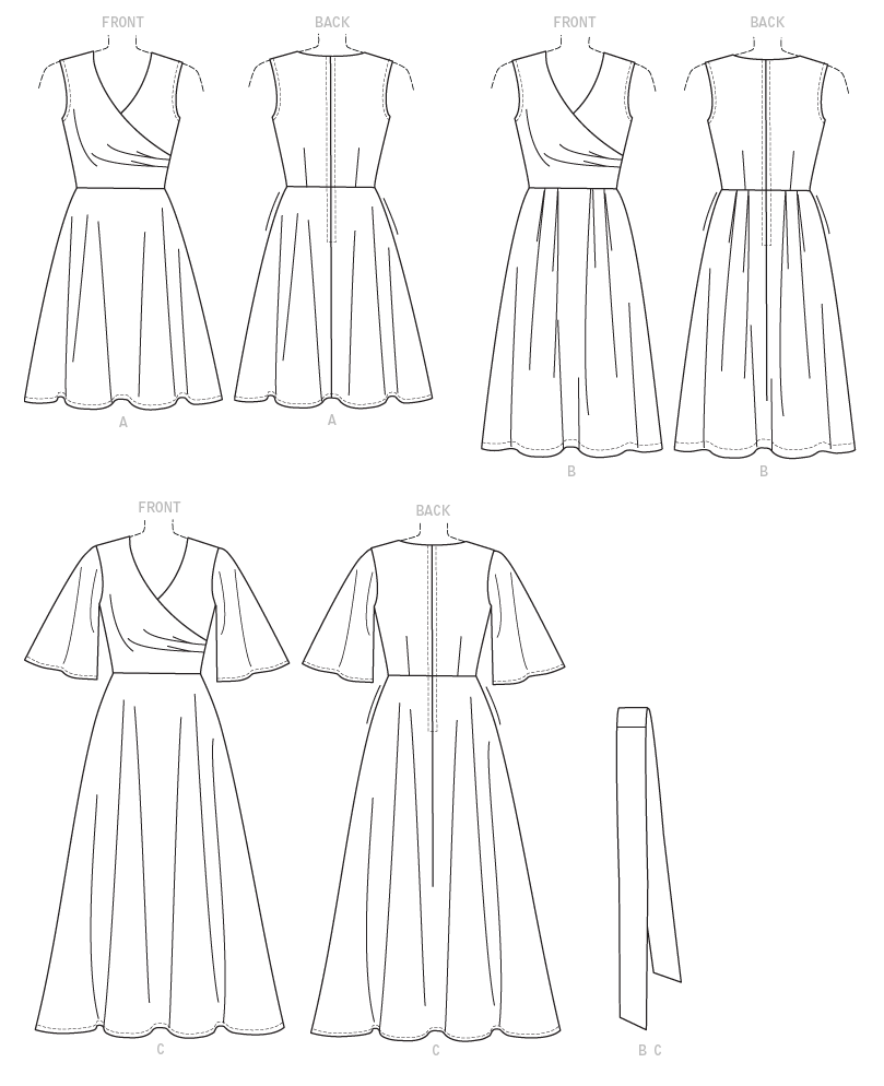 Butterick B6446 sewing pattern envelope showing misses dress designs