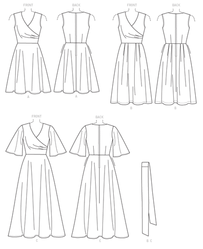 Butterick B6446 sewing pattern envelope showing misses dress designs