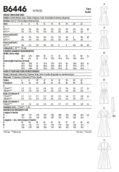 Butterick B6446 sewing pattern envelope showing misses dress designs