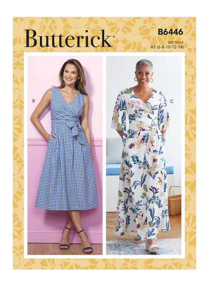 Butterick B6446 sewing pattern envelope showing misses dress designs
