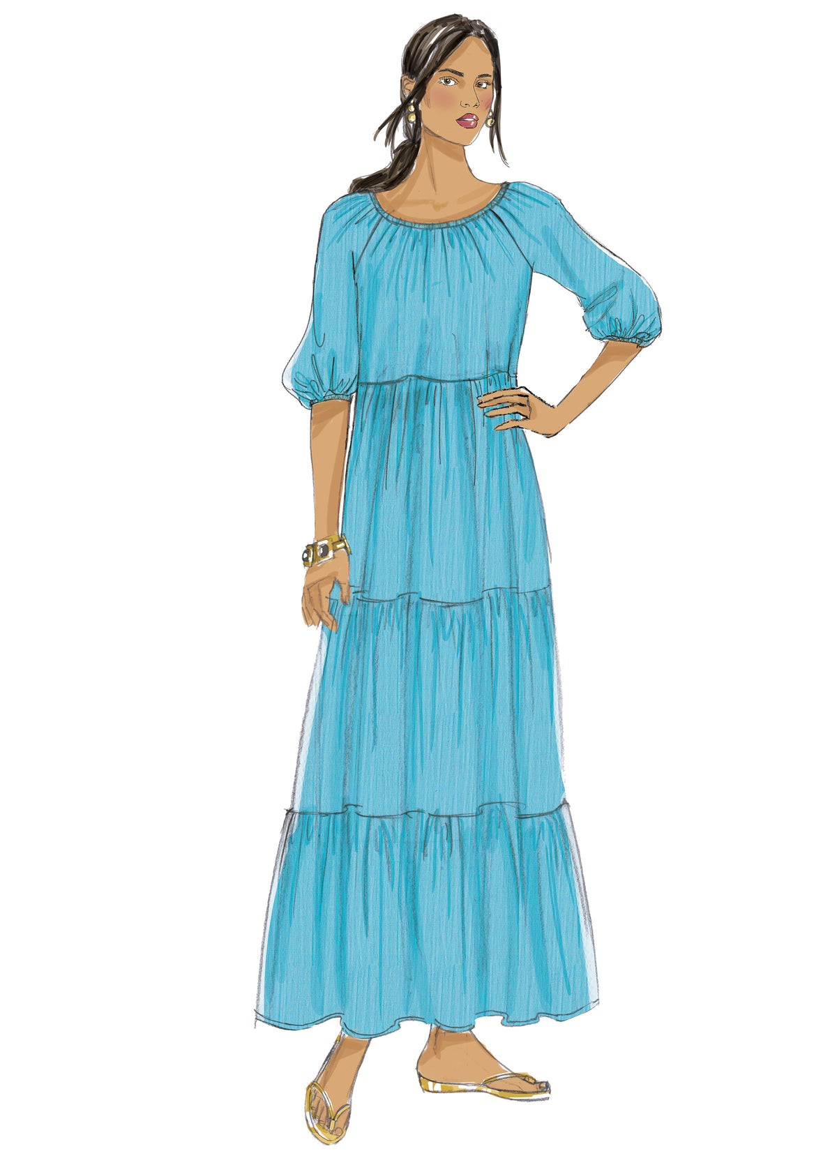 Butterick B6451 sewing pattern envelope showing misses pullover dress designs