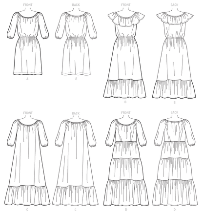 Butterick B6451 sewing pattern envelope showing misses pullover dress designs