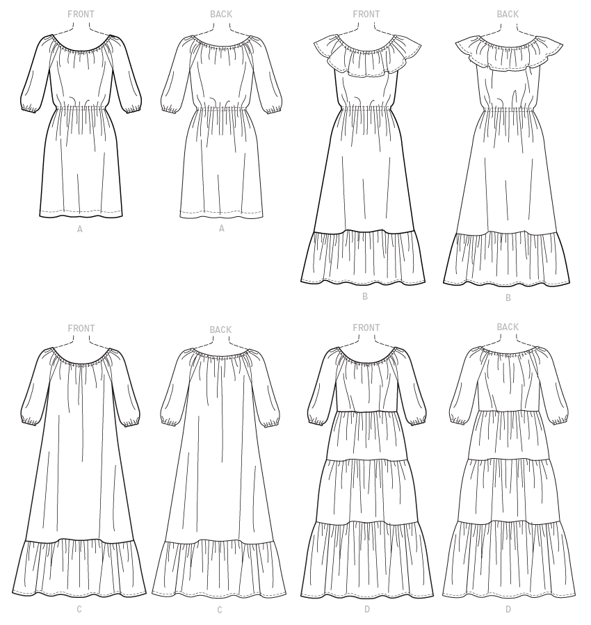 Butterick B6451 sewing pattern envelope showing misses pullover dress designs