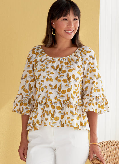 Butterick B6455 sewing pattern envelope showing misses pullover top designs