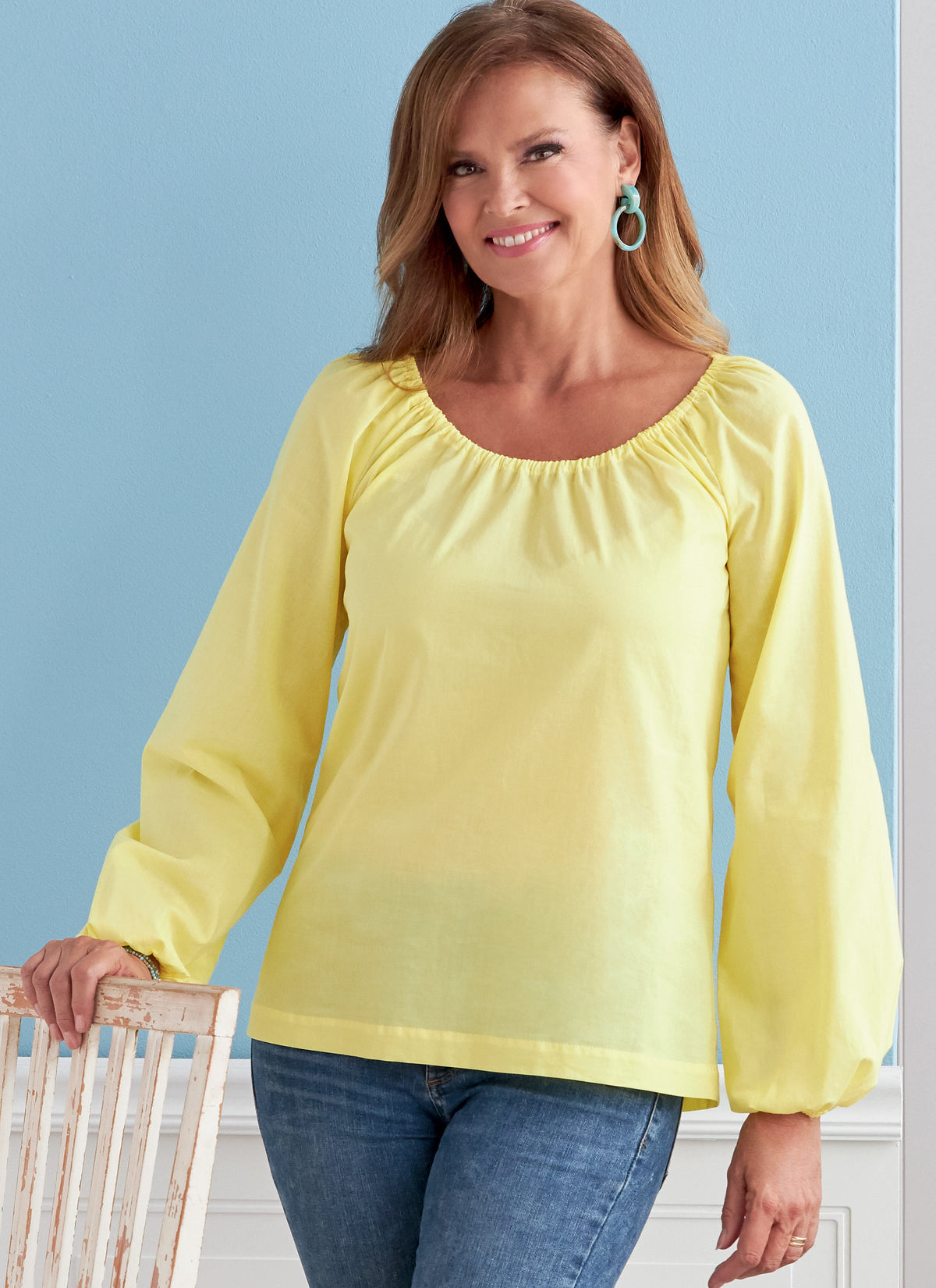 Butterick B6455 sewing pattern envelope showing misses pullover top designs