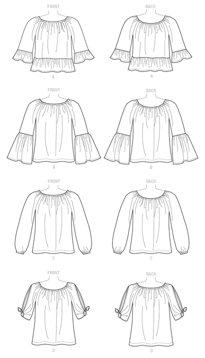 Butterick B6455 sewing pattern envelope showing misses pullover top designs