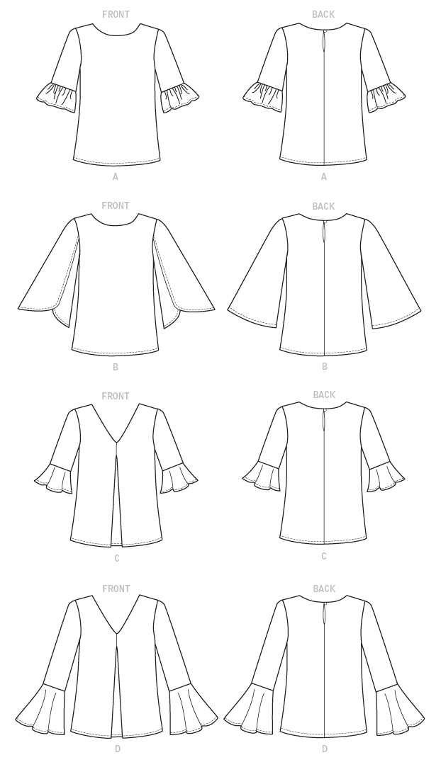 Butterick B6456 sewing pattern envelope showing misses top designs