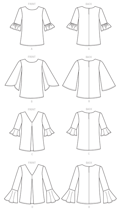 Butterick B6456 sewing pattern envelope showing misses top designs