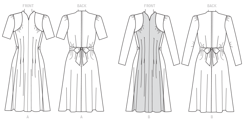 Butterick B6485 sewing pattern envelope showing misses dress designs