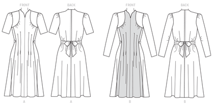 Butterick B6485 sewing pattern envelope showing misses dress designs