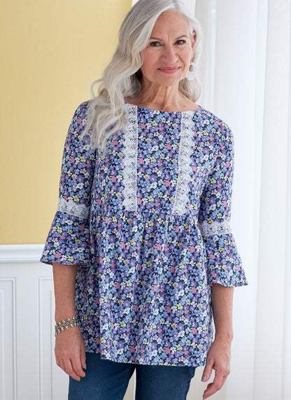 Butterick B6486 sewing pattern envelope showing misses pullover tops designs