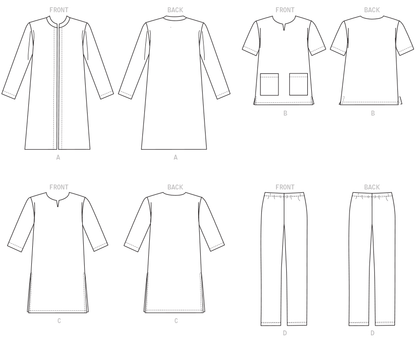 Butterick B6534 sewing pattern envelope showing unisex coat designs