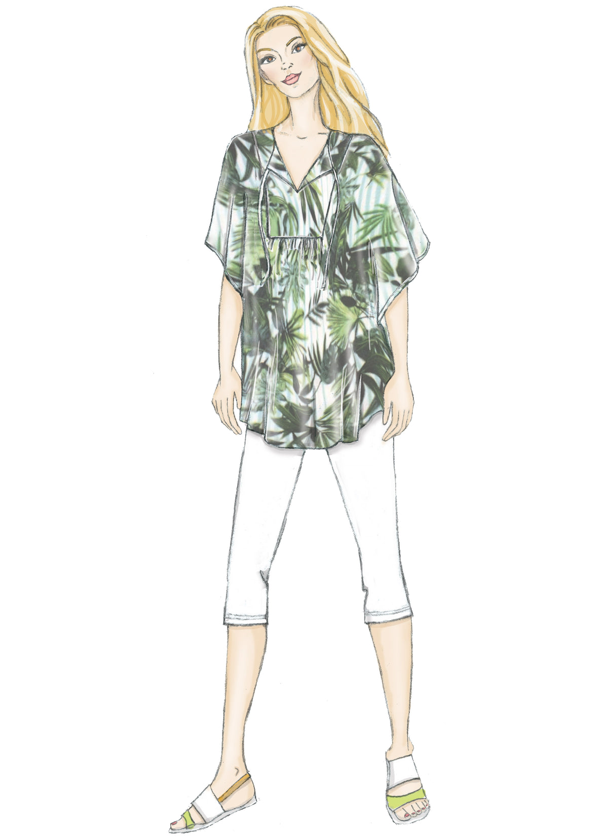 Butterick B6559 sewing pattern envelope showing misses tops, tunic and caftan designs
