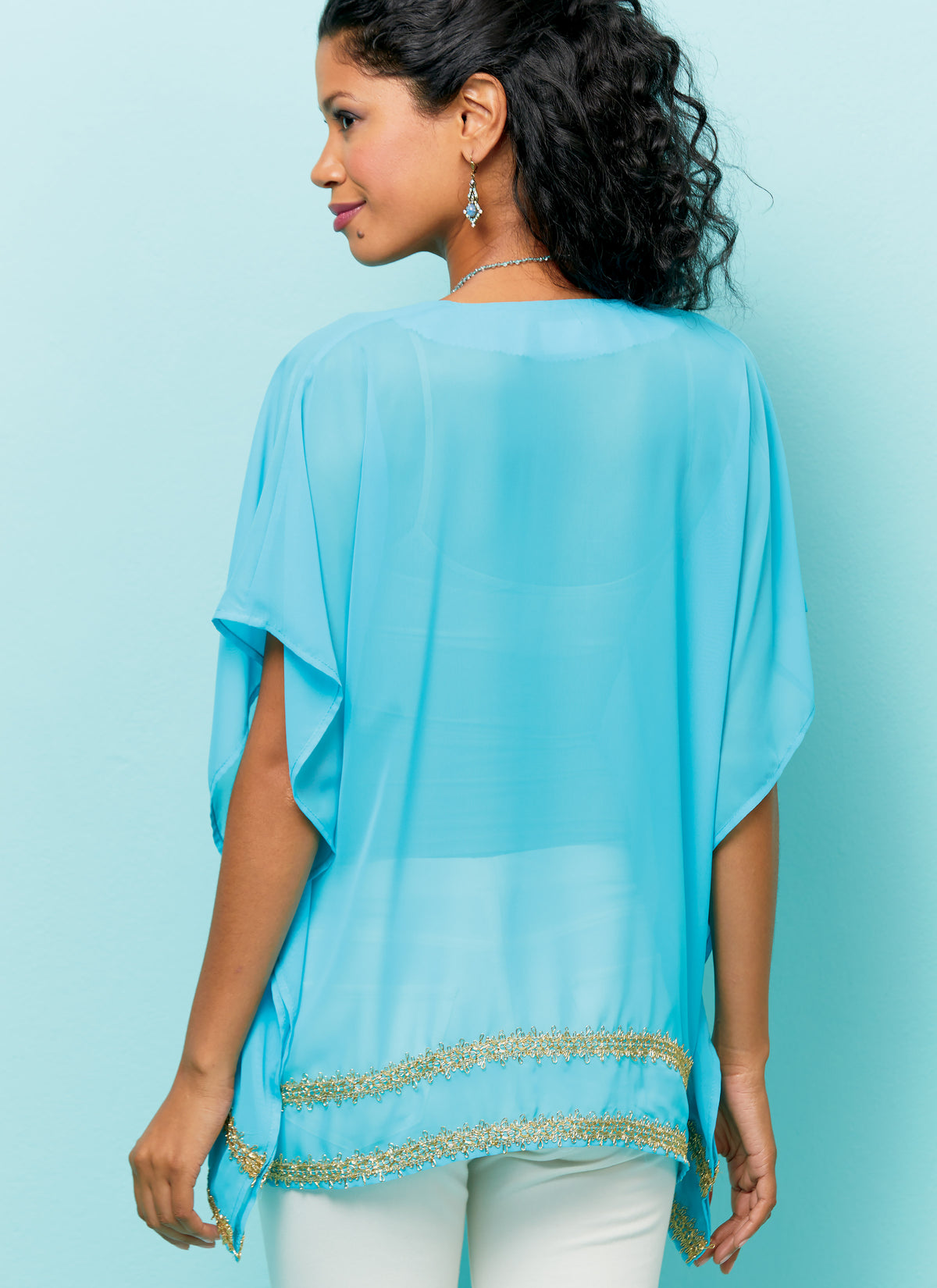 Butterick B6559 sewing pattern envelope showing misses tops, tunic and caftan designs