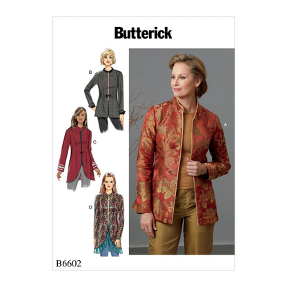 Butterick B6602 sewing pattern envelope showing misses lined jacket designs