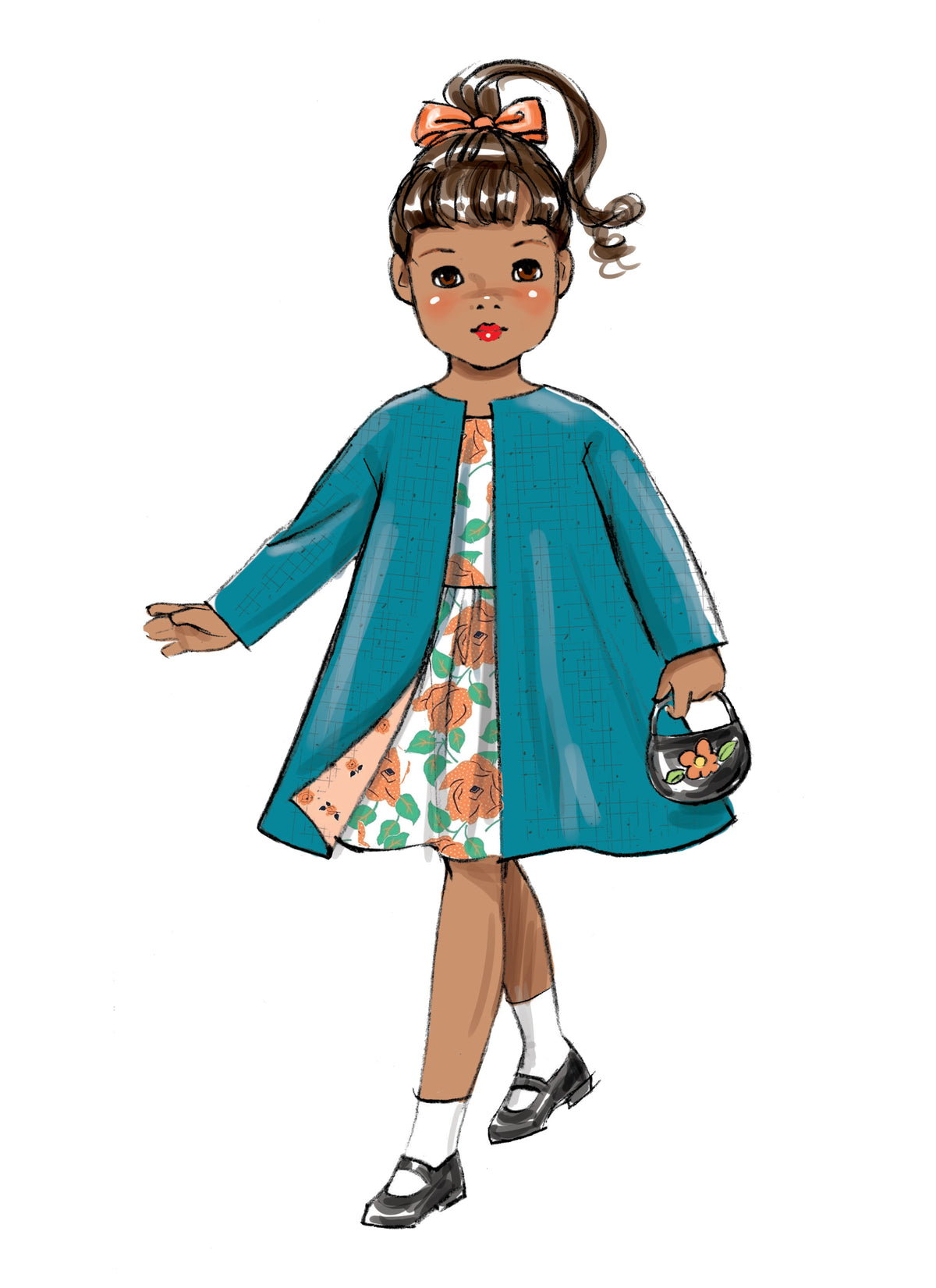 Butterick B6606 sewing pattern envelope showing doll clothes designs