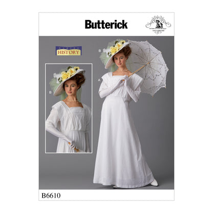 Butterick B6610 sewing pattern envelope showing misses costume dress designs