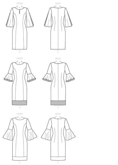 Butterick B6624 sewing pattern envelope showing misses sheath dress designs