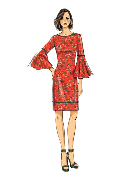 Butterick B6624 sewing pattern envelope showing womens plus size sheath dress designs