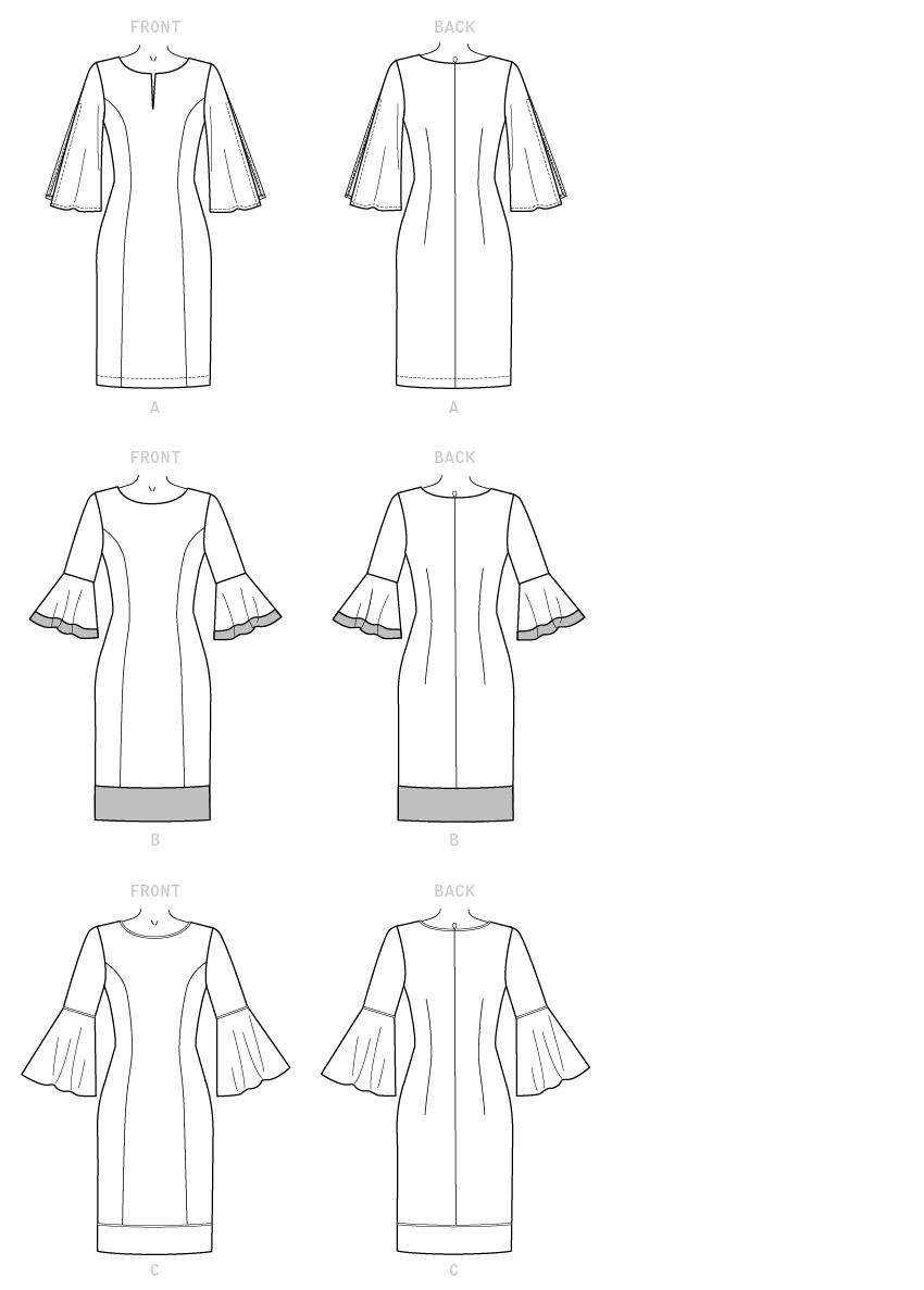 Butterick B6624 sewing pattern envelope showing womens plus size sheath dress designs