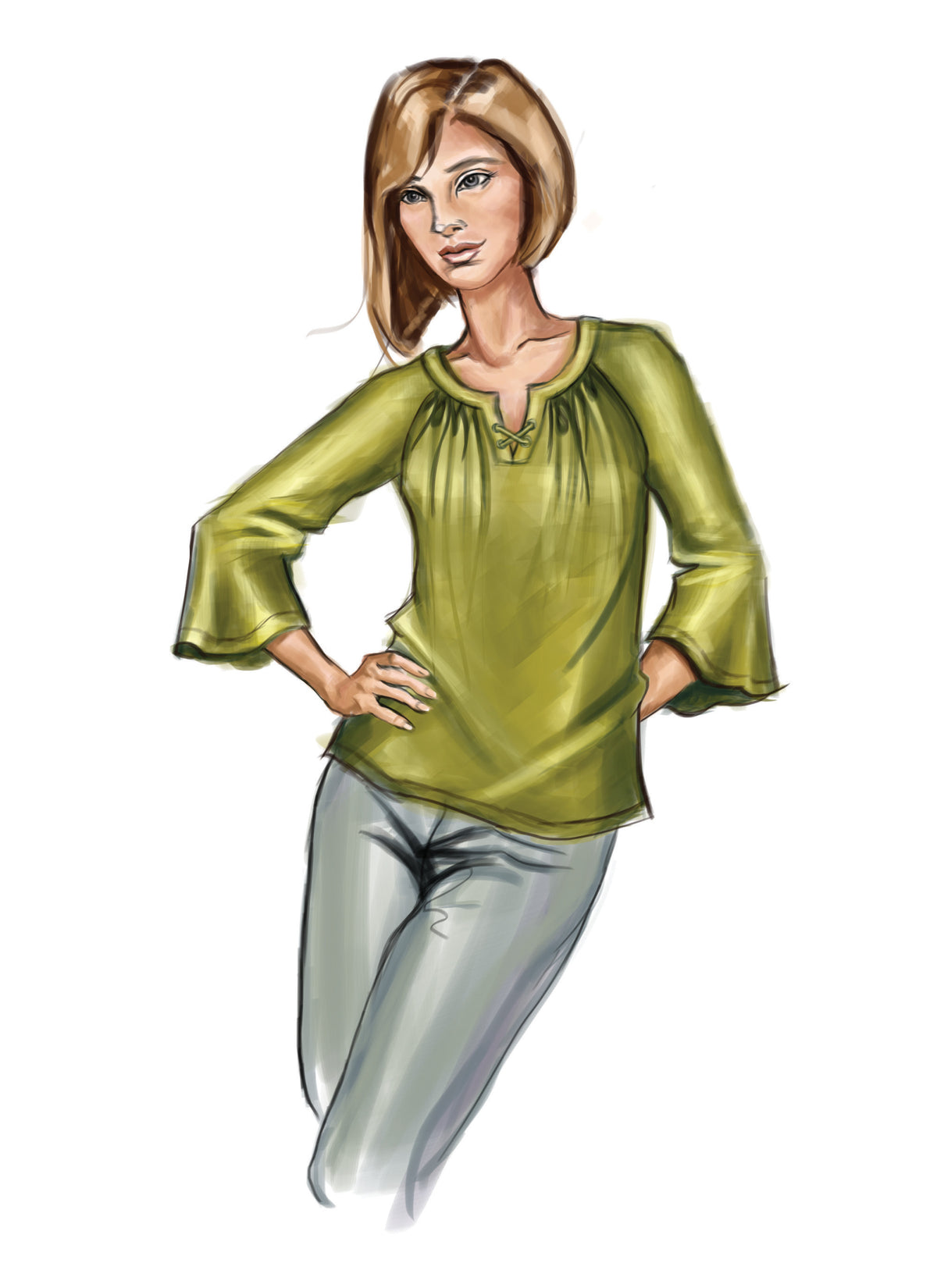 Butterick B6632 sewing pattern envelope showing misses raglan top designs