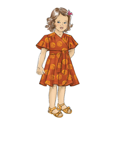 Butterick B6654 sewing pattern envelope showing misses wrap dress designs