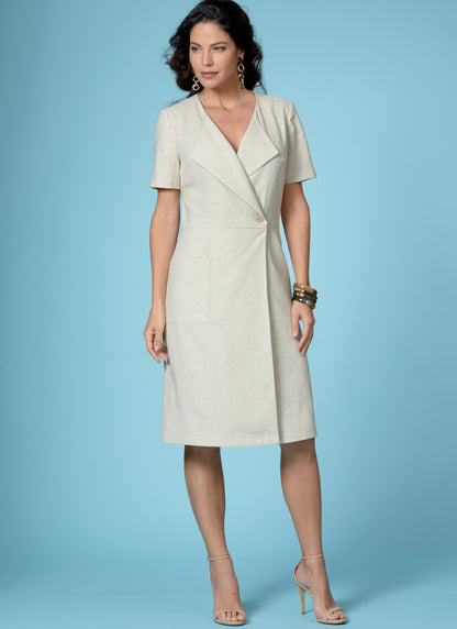 Butterick B6670 sewing pattern envelope showing misses button-front top and dress designs