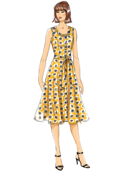 Butterick B6674 sewing pattern envelope showing a close-fitting dress with a sash