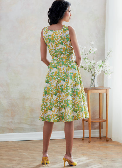 Butterick B6674 sewing pattern envelope showing a close-fitting dress with a sash