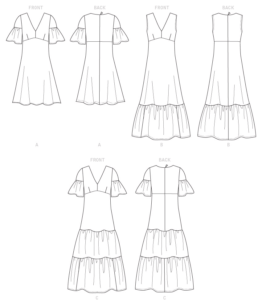 Butterick B6678 sewing pattern envelope showing an unlined dress, close fitting through the bust