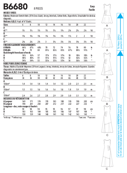 Butterick B6680 sewing pattern envelope showing a close-fitting dress with side gathers