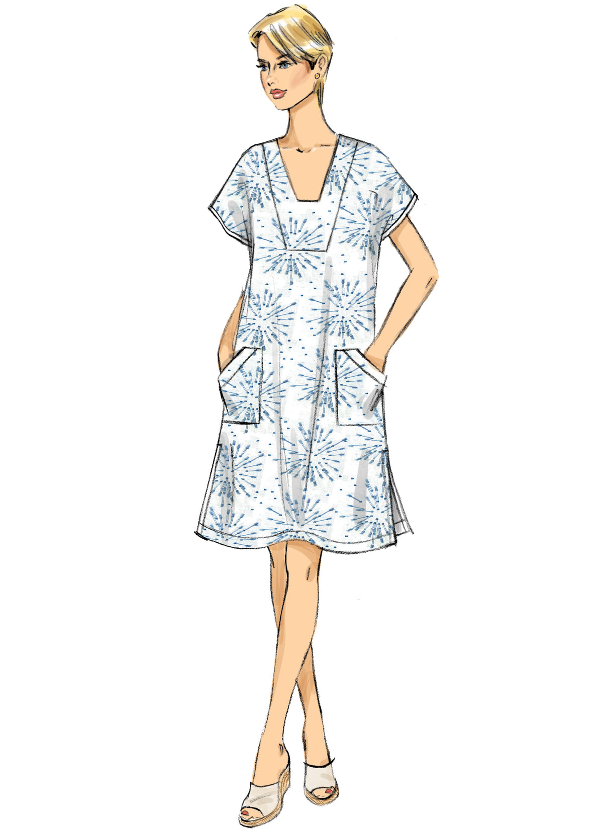 Butterick B6683 sewing pattern envelope showing a very loose-fitting tunic and kaftan