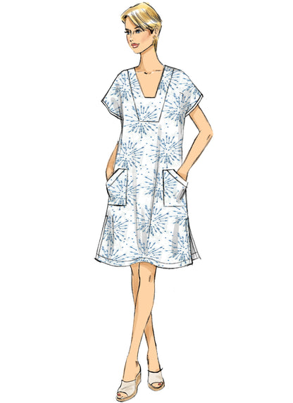 Butterick B6683 sewing pattern envelope showing a very loose-fitting tunic and kaftan