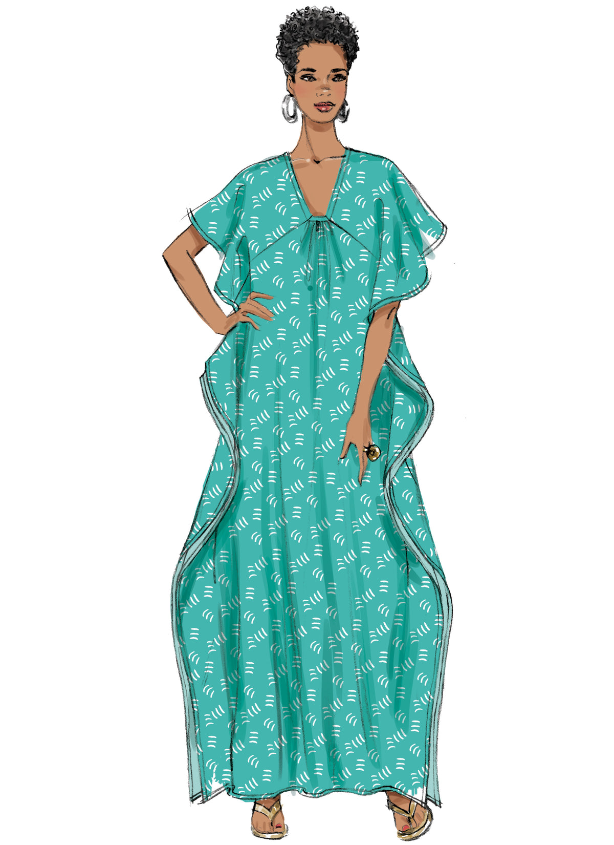 Butterick B6683 sewing pattern envelope showing a very loose-fitting tunic and kaftan