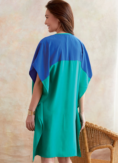 Butterick B6683 sewing pattern envelope showing a very loose-fitting tunic and kaftan