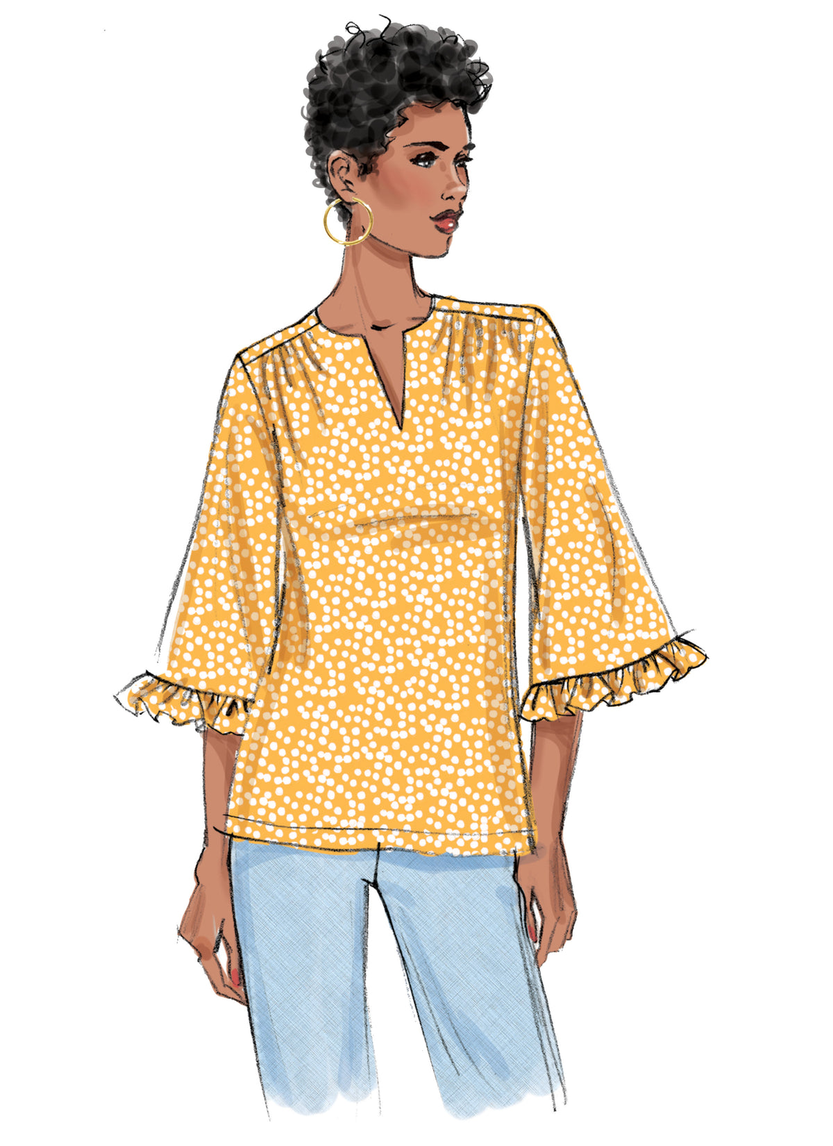 Butterick B6688 sewing pattern envelope showing a semi-fitted top with a self-faced yoke