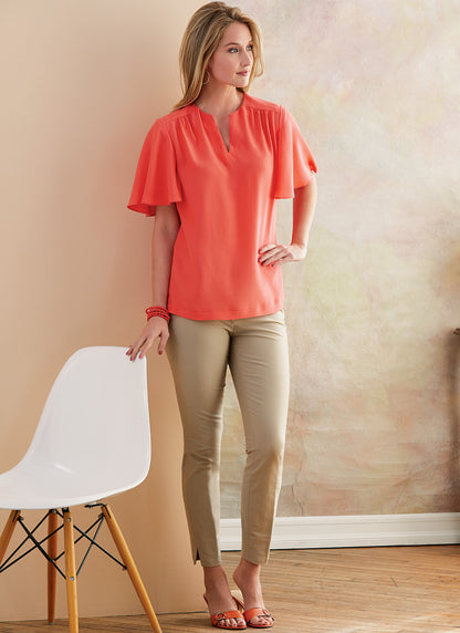 Butterick B6688 sewing pattern envelope showing a semi-fitted top with a self-faced yoke