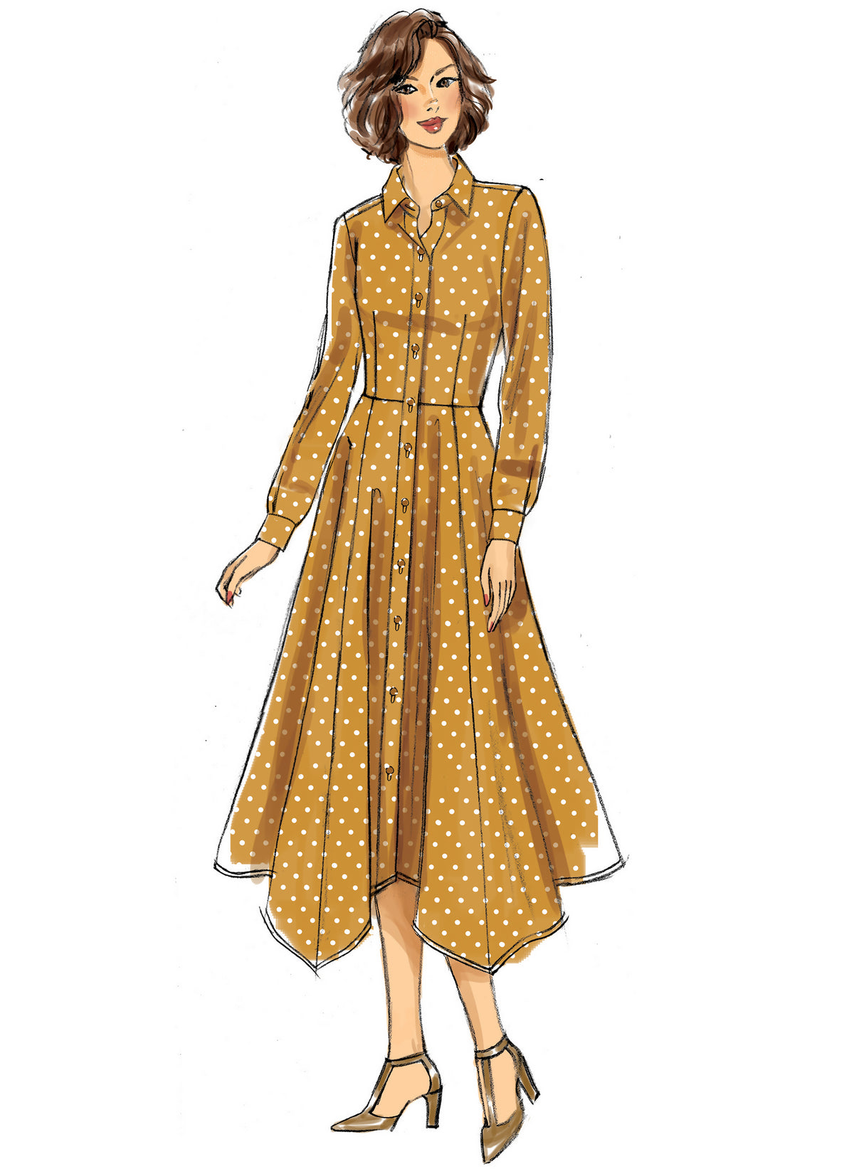 Butterick B6702 sewing pattern envelope showing a dress with a fitted bodice and flared skirt