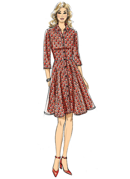 Butterick B6702 sewing pattern envelope showing a dress with a fitted bodice and flared skirt