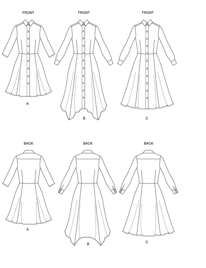 Butterick B6702 sewing pattern envelope showing a dress with a fitted bodice and flared skirt