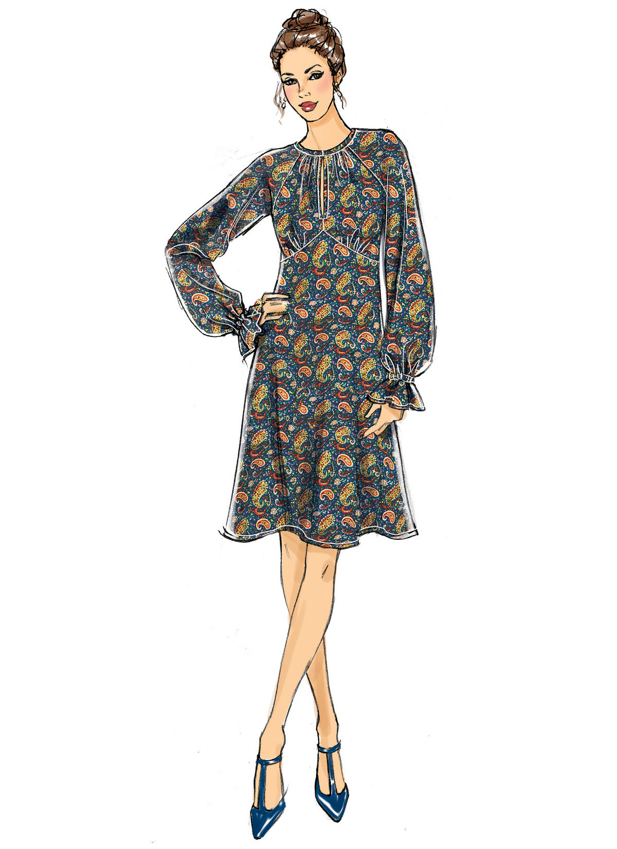 Butterick B6705 sewing pattern envelope showing a close-fitting dress in two lengths