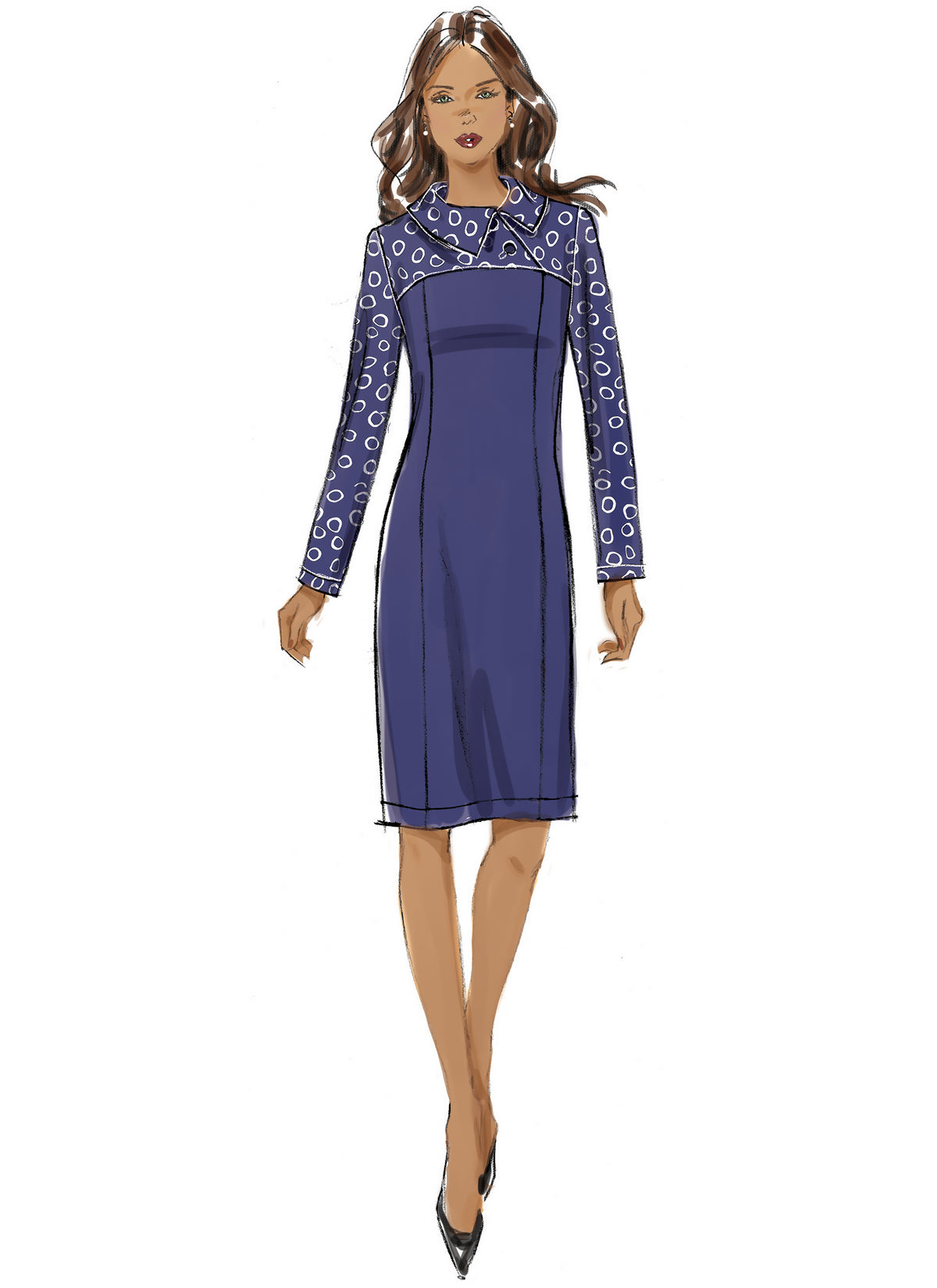 Butterick B6707 sewing pattern envelope showing a fitted dress with a contrast yoke