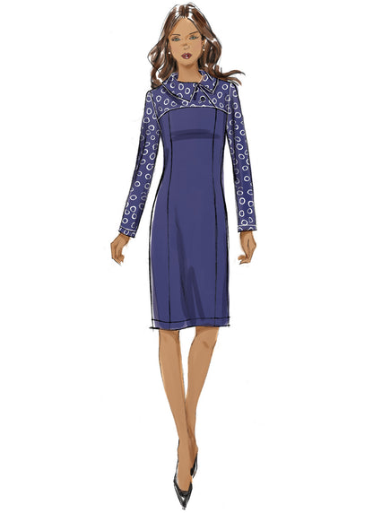 Butterick B6707 sewing pattern envelope showing a fitted dress with a contrast yoke