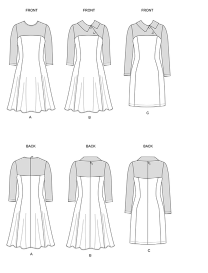 Butterick B6707 sewing pattern envelope showing a fitted dress with a contrast yoke